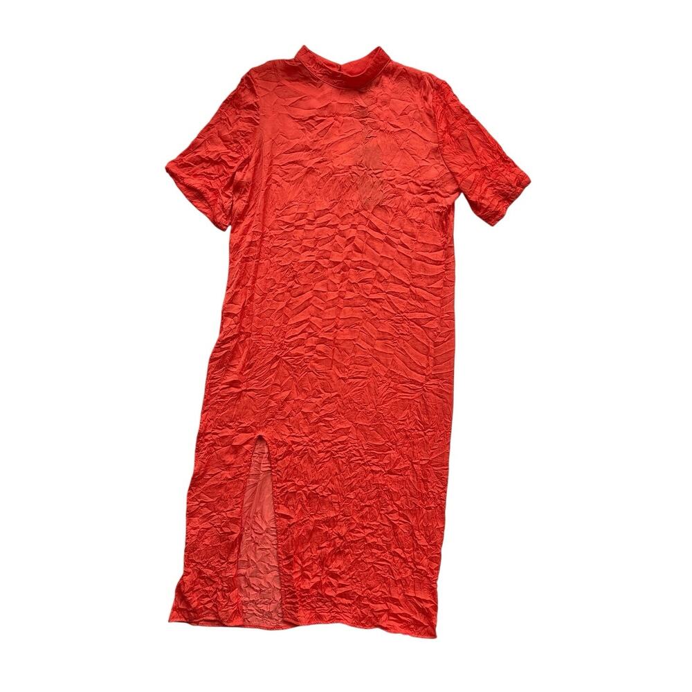 Future Collective Gabriella Karefa-Johnson Orange Crinkle Shift Dress M NWT